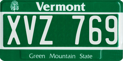 VT license plate XVZ769