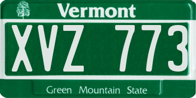 VT license plate XVZ773