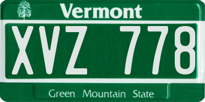 VT license plate XVZ778