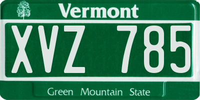 VT license plate XVZ785