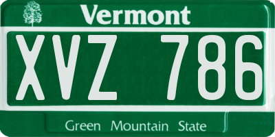 VT license plate XVZ786