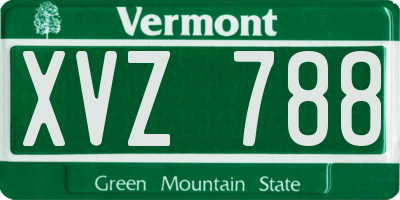 VT license plate XVZ788