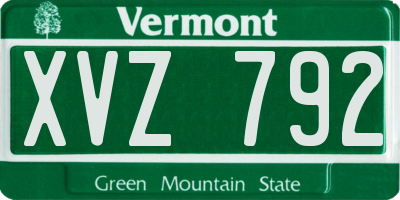VT license plate XVZ792