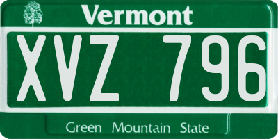 VT license plate XVZ796