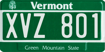 VT license plate XVZ801