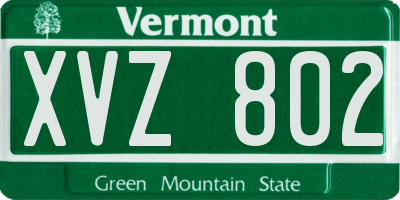 VT license plate XVZ802