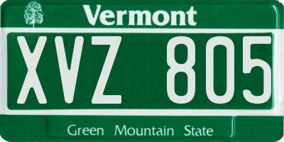 VT license plate XVZ805