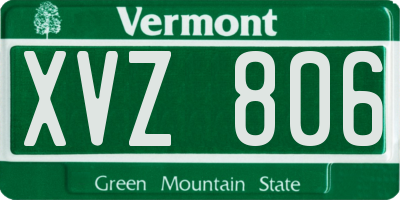 VT license plate XVZ806
