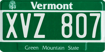 VT license plate XVZ807