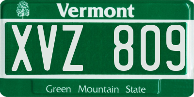 VT license plate XVZ809