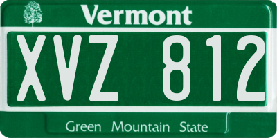 VT license plate XVZ812