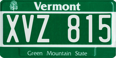 VT license plate XVZ815
