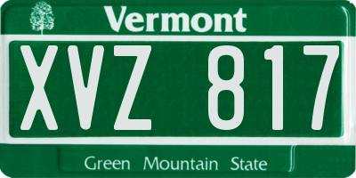 VT license plate XVZ817