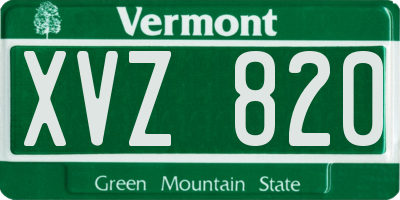 VT license plate XVZ820
