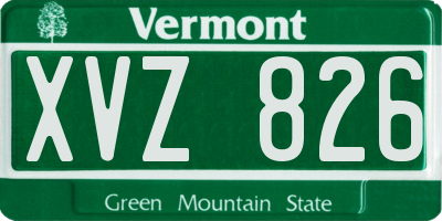 VT license plate XVZ826