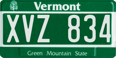 VT license plate XVZ834