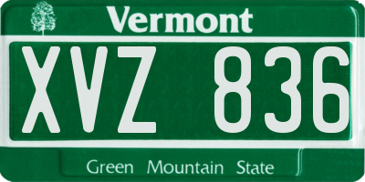 VT license plate XVZ836