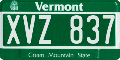 VT license plate XVZ837