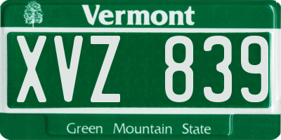 VT license plate XVZ839