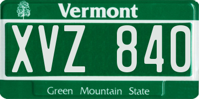 VT license plate XVZ840