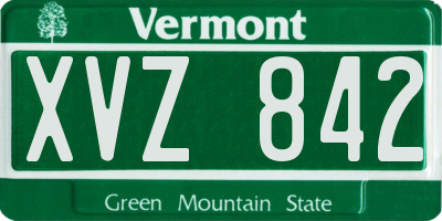 VT license plate XVZ842