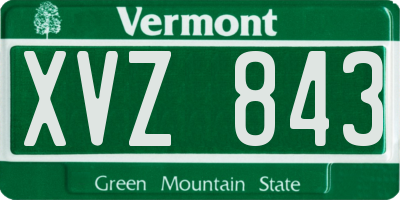 VT license plate XVZ843