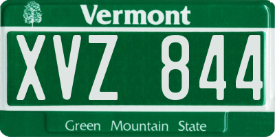 VT license plate XVZ844