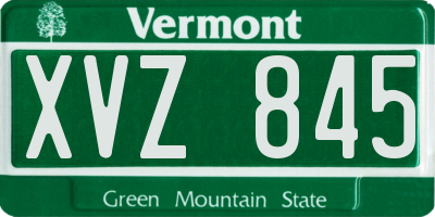 VT license plate XVZ845