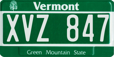 VT license plate XVZ847