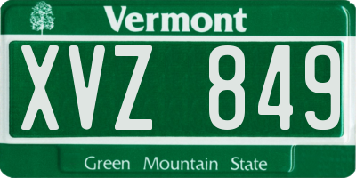 VT license plate XVZ849