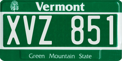 VT license plate XVZ851