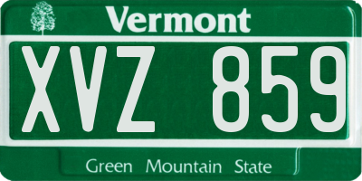 VT license plate XVZ859