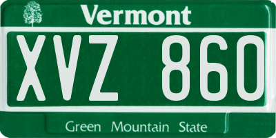 VT license plate XVZ860