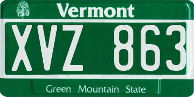 VT license plate XVZ863
