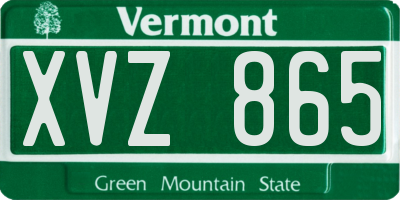 VT license plate XVZ865