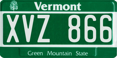 VT license plate XVZ866