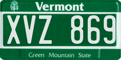 VT license plate XVZ869