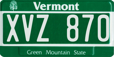 VT license plate XVZ870
