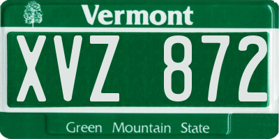 VT license plate XVZ872