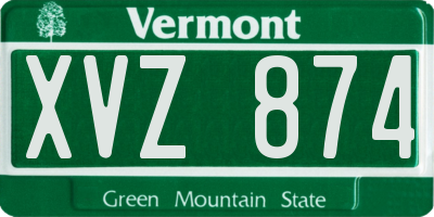 VT license plate XVZ874