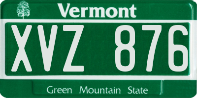 VT license plate XVZ876