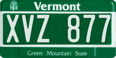 VT license plate XVZ877