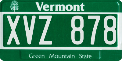 VT license plate XVZ878