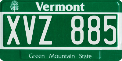 VT license plate XVZ885