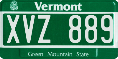 VT license plate XVZ889