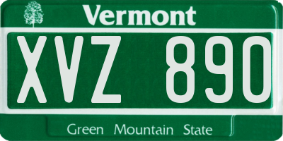 VT license plate XVZ890