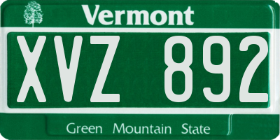 VT license plate XVZ892
