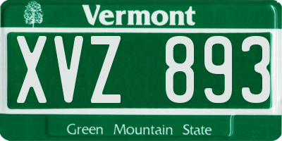 VT license plate XVZ893
