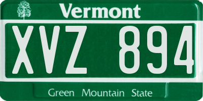 VT license plate XVZ894