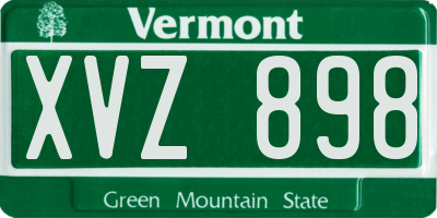VT license plate XVZ898